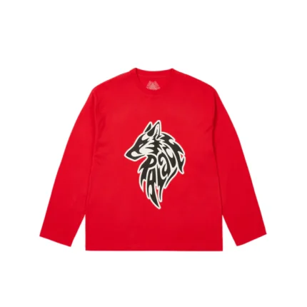Palace Skate Boards SKETCHY LONE WOLF LONGSLEEVE TRUEST RED
